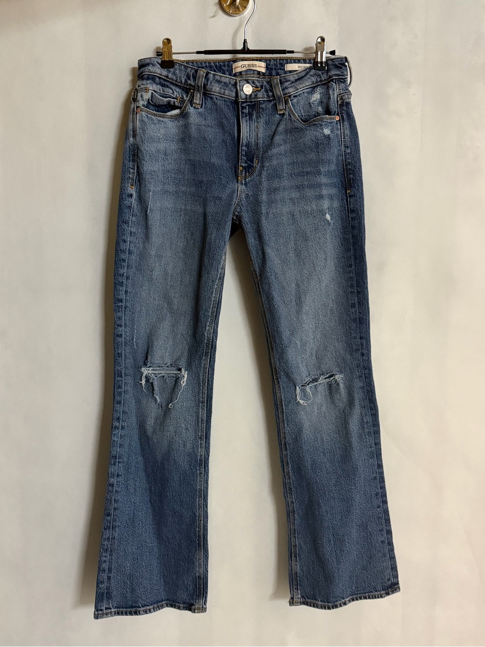 GUESS Sexy Boot Distressed Bootcut Jeans Medium Wash Size 27x30